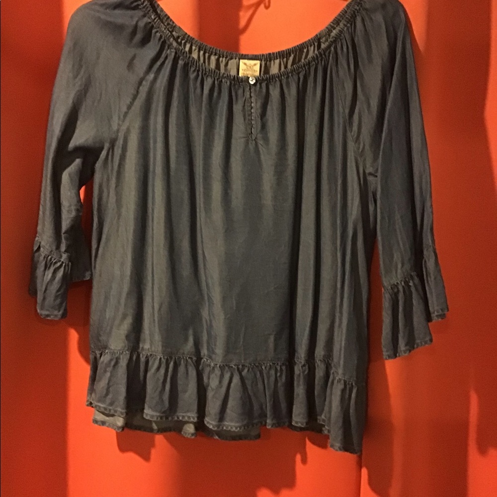 Feminine Chambray type Top- Worn Once